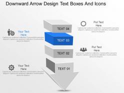 Jv downward arrow design text boxes and icons powerpoint template