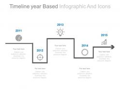 Linear timeline year based infographcis and icons powerpoint slides