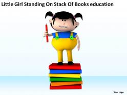 Little girl standing on stack of books education ppt graphics icons