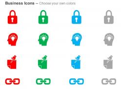 Lock mind bulb link idea generation ppt icons graphics