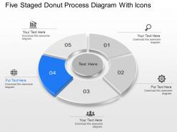 Lq five staged donut process diagram with icons powerpoint template slide