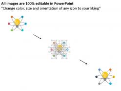 Ma bulb in network of icons for strategic planning flat powerpoint design