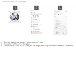 Magnifying glass with arrows and icons teamwork analysis powerpoint slides