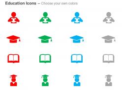 Man book graduation cap graduate ppt icons graphics