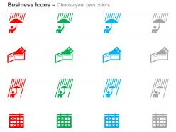 Man with umbrella dollar protection calender checklist ppt icons graphics