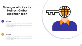Manager with key for business global expansion icon