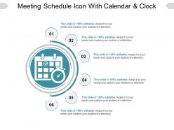 Meeting schedule icon with calendar and clock ppt diagrams