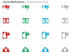Megaphone youtube mobile chat social network ppt icons graphics