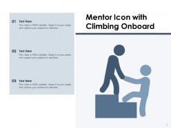 Mentor Icon Having Presentation Stairs Flag Arrow Stick Figures