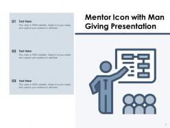 Mentor Icon Having Presentation Stairs Flag Arrow Stick Figures