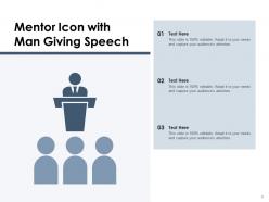 Mentor Icon Having Presentation Stairs Flag Arrow Stick Figures