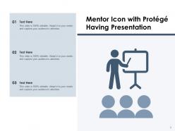 Mentor Icon Having Presentation Stairs Flag Arrow Stick Figures