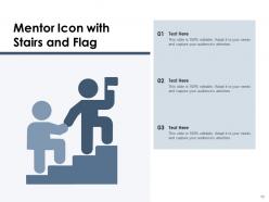 Mentor Icon Having Presentation Stairs Flag Arrow Stick Figures