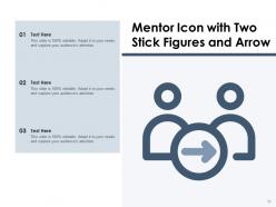 Mentor Icon Having Presentation Stairs Flag Arrow Stick Figures