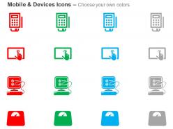 Mobile tablet touch screen connection meter ppt icons graphics
