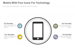 Mobile with four icons for technology application powerpoint slides