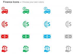 Money van global finances dollar banking solutions ppt icons graphics