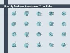 Monthly business assessment icon slides gears growth ppt powerpoint presentation icon rules