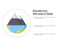 Mountain icon with snow and globe