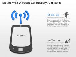 Mp mobile with wireless connectivity and icons powerpoint template