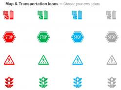 Multistory stop board pedestrian crossing traffic light ppt icons graphics