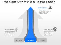 Mx three staged arrow with icons progress strategy powerpoint template