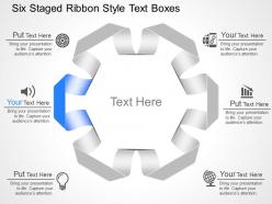Mz six staged ribbon style text boxes and icons powerpoint template