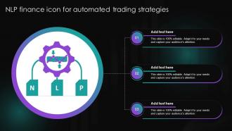 NLP Finance Icon For Automated Trading Strategies Ppt Powerpoint