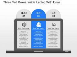 Oc three text boxes inside laptop with icons powerpoint template