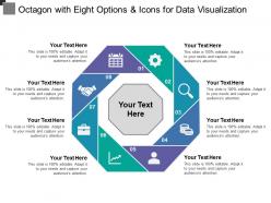 Octagon with eight options and icons for data visualization