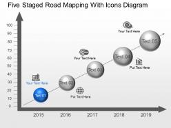 Oj five staged road mapping with icons diagram powerpoint template slide