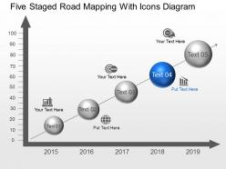 Oj five staged road mapping with icons diagram powerpoint template slide