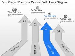 Ok four staged business process with icons diagram powerpoint template slide