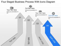 Ok four staged business process with icons diagram powerpoint template slide