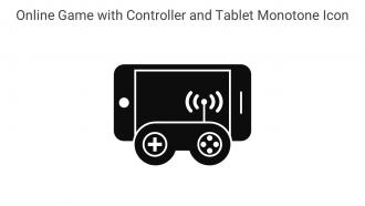 Online Game With Controller And Tablet Monotone Icon In Powerpoint Pptx Png And Editable Eps Format