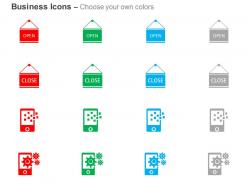 Open close board mobile apps settings ppt icons graphics