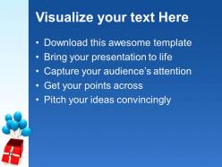 Opened gift box with blue balloons powerpoint templates ppt themes and graphics 0113