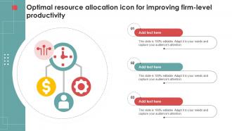 Optimal Resource Allocation Icon For Improving Firm Level Productivity Ppt Example