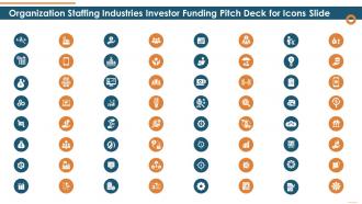 Organization staffing industries investor funding pitch deck for icons slide ppt template