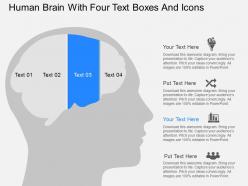 Ou human brain with four text boxes and icons powerpoint template