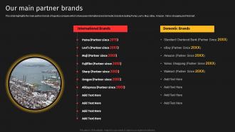 Our Main Partner Brands Courier Delivery Services Company Profile Ppt Icons
