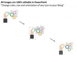 Ox multiple gears with hand and icons flat powerpoint design