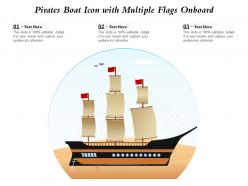 Pirates boat icon with multiple flags onboard