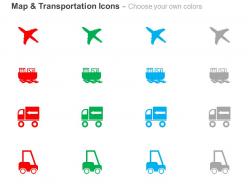 Plane truck forklift ship ppt icons graphics