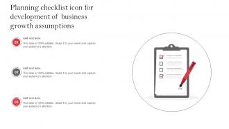Planning Checklist Icon For Development Of Business Growth Assumptions