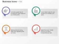 Pointer sand clock lock bar graph ppt icons graphics