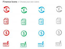 Pound financial report dollar bank cheque ppt icons graphics
