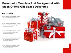 Powerpoint template and background with stack of red gift boxes decorated