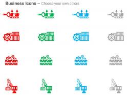 Product packing process flow transport crane ppt icons graphics
