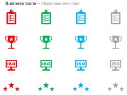 Production checklist iso certification quality ratings ppt icons graphics